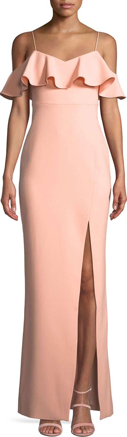 LIKELY Shania Off-the-Shoulder Ruffle Gown