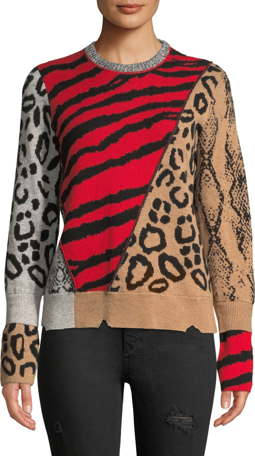 Zadig & Voltaire Delly Animal-Print Wool-Cashmere Pullover Sweater