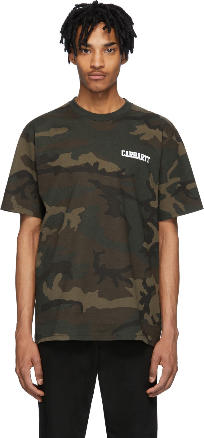 Carhartt Work In Progress Multicolor Camo College Script T-Shirt