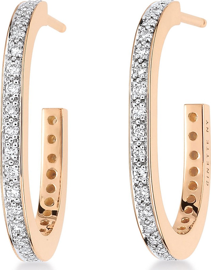 GINETTE NY TV 18k Rose Gold Diamond Hoop Earrings