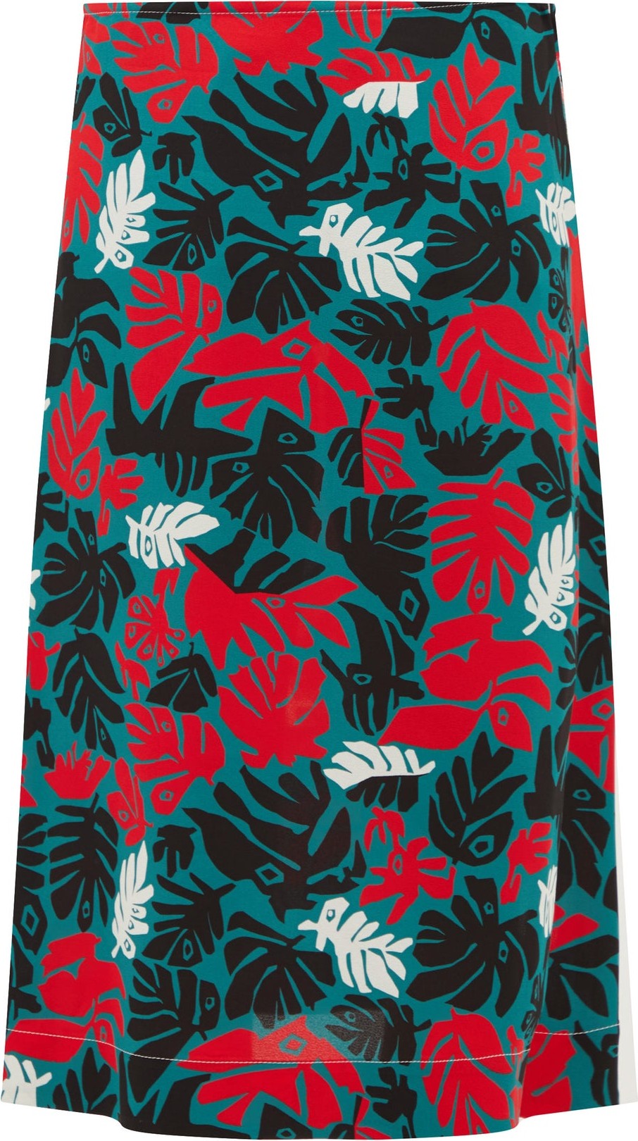 Marni Leaf-print A-line crepe skirt