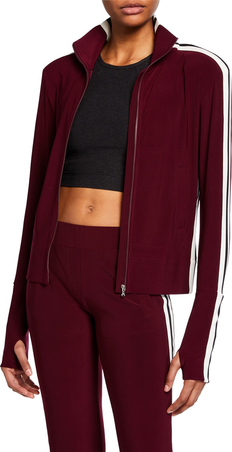 Norma Kamali Thumb-Cuff Side-Stripe Jacket