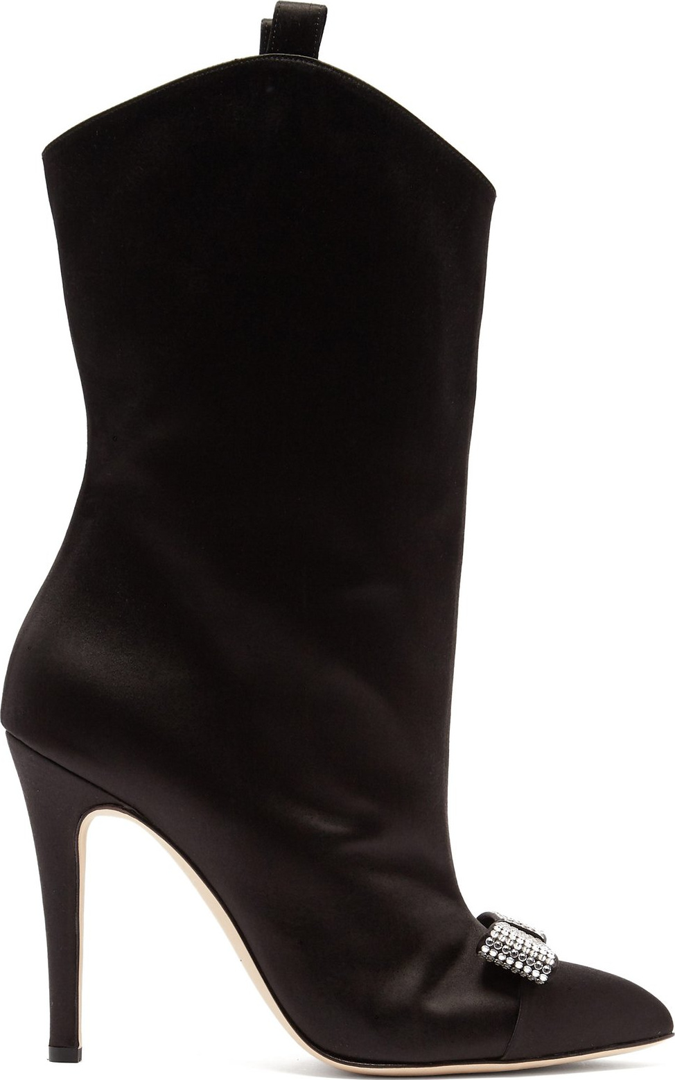 Alessandra Rich Crystal bow-embellished Western satin ankle boots