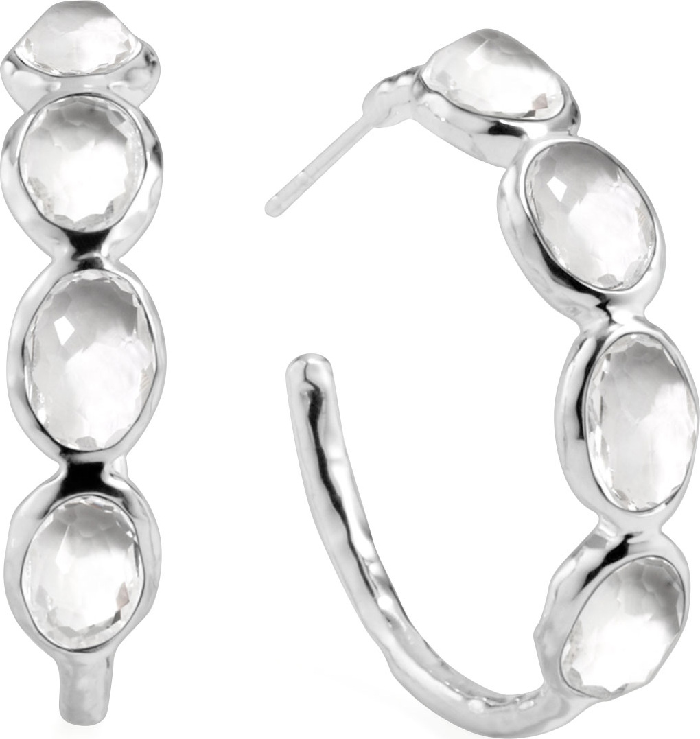 IPPOLITA Rock Candy Silver Four-Stone #2 Hoop Earrings, Clear Quartz