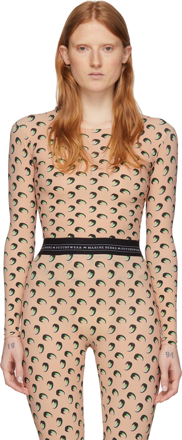 Marine Serre Tan All Over 3D Moon Long Sleeve T-Shirt