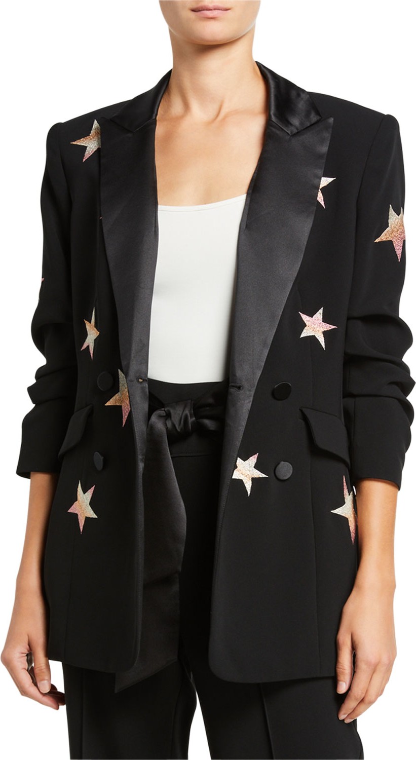 Cinq A Sept Lila Embroidered Star Blazer
