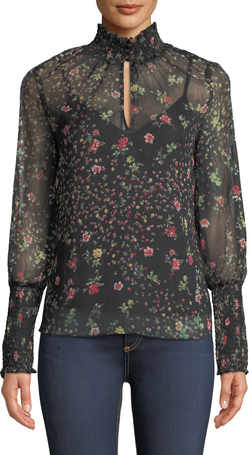 Bailey 44 Misha Floral-Print Turtleneck Blouse