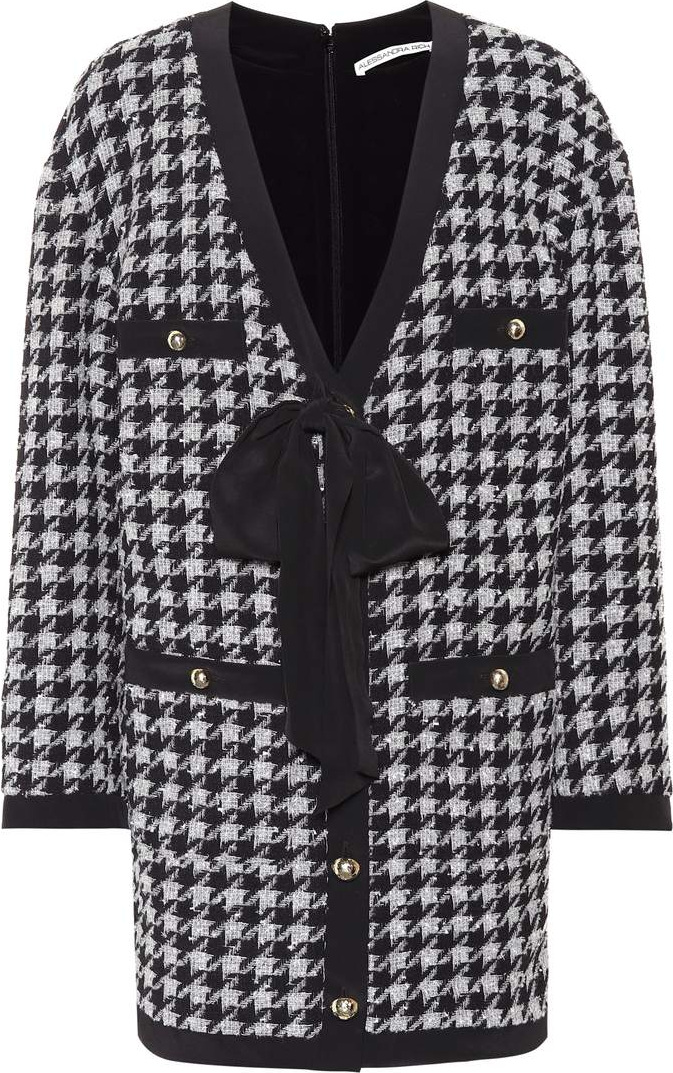 Alessandra Rich Houndstooth wool-blend minidress