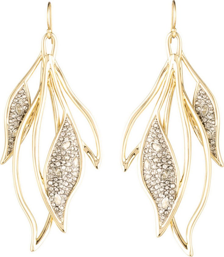 Alexis Bittar Crystal Encrusted Feather Wire Earrings