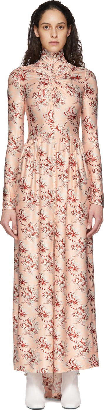 Paco Rabanne Pink Printed Long Sleeve Dress