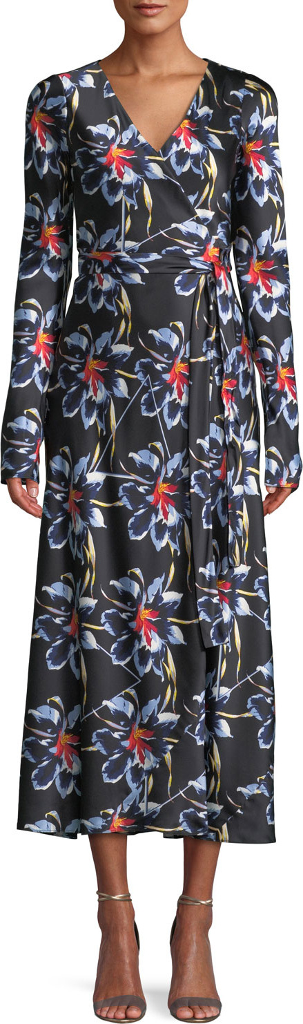 DIANE von FURSTENBERG Tilly Long-Sleeve Floral Silk Wrap Dress