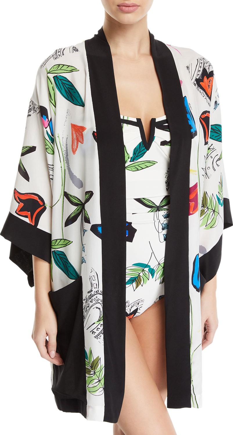 Shan Pop Art Printed Coverup Kimono