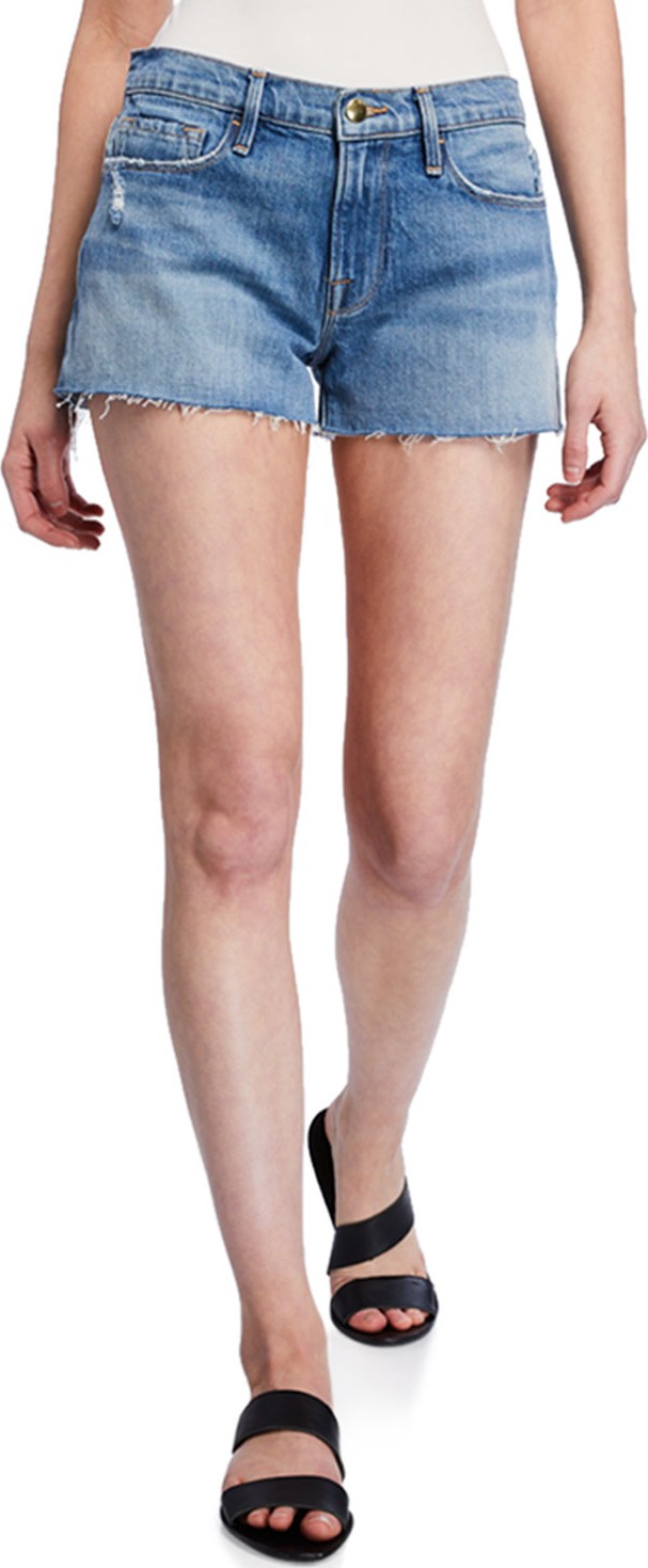 FRAME DENIM Le Cutoff Shredded Raw Shorts