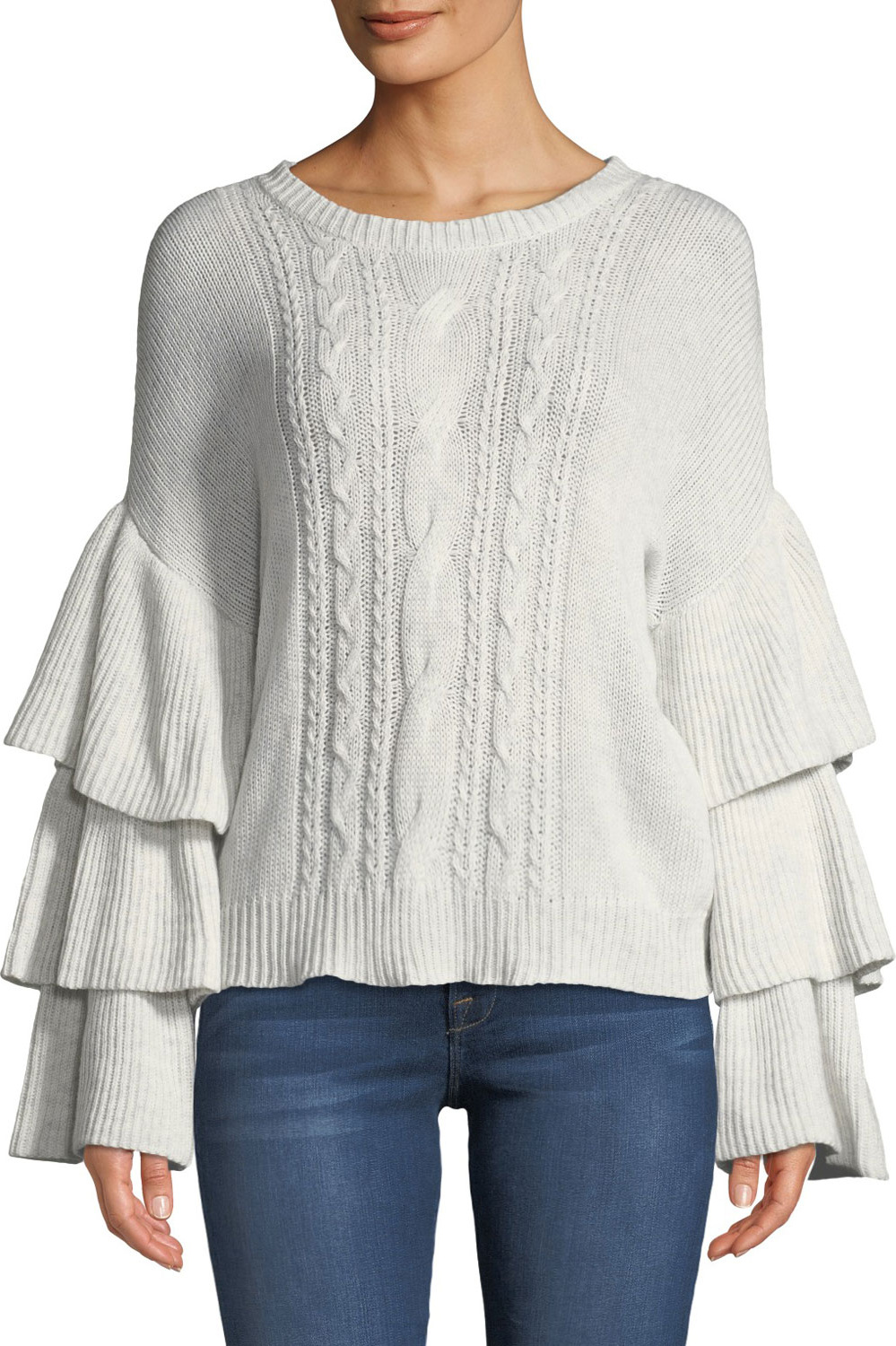 cupcakes and cashmere Kristin Cable-Knit Bell-Sleeve Sweater