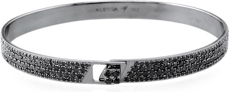 Alessa Jewelry Spectrum 18k Black Gold Bangle w/ Pave Diamonds, Size 18