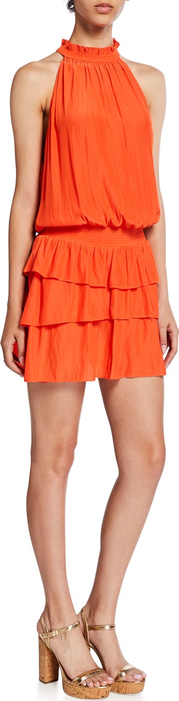 Ramy Brook Perla Halter-Neck Smocked Dress