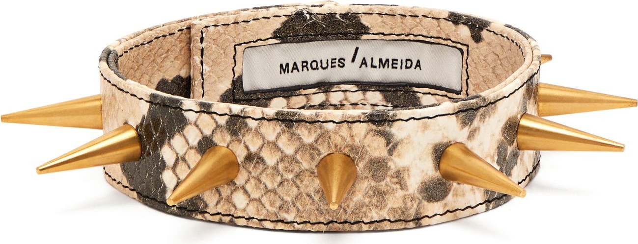 Marques'Almeida Spiked snakeskin-effect leather choker