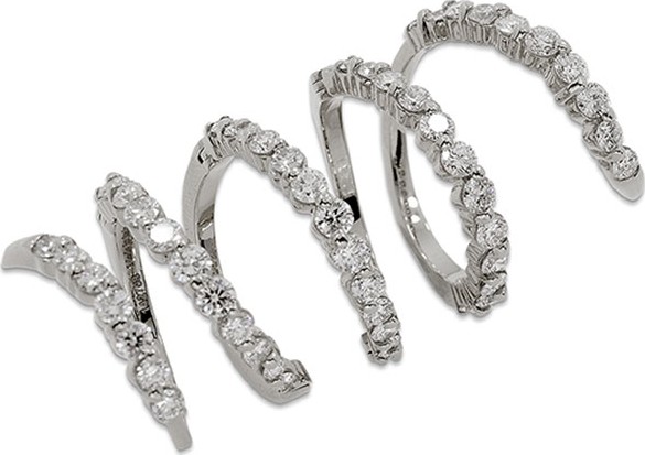 Staurino Fratelli Magic Snake 18K White Gold Spiral Ring with Diamonds, Size 6.5