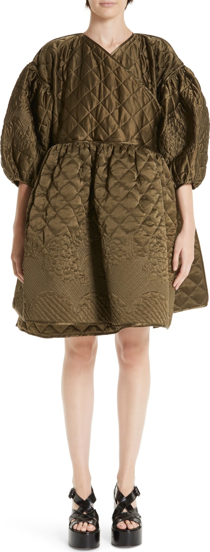 Cecilie Bahnsen Amalie Quilted Silk Wrap Coat