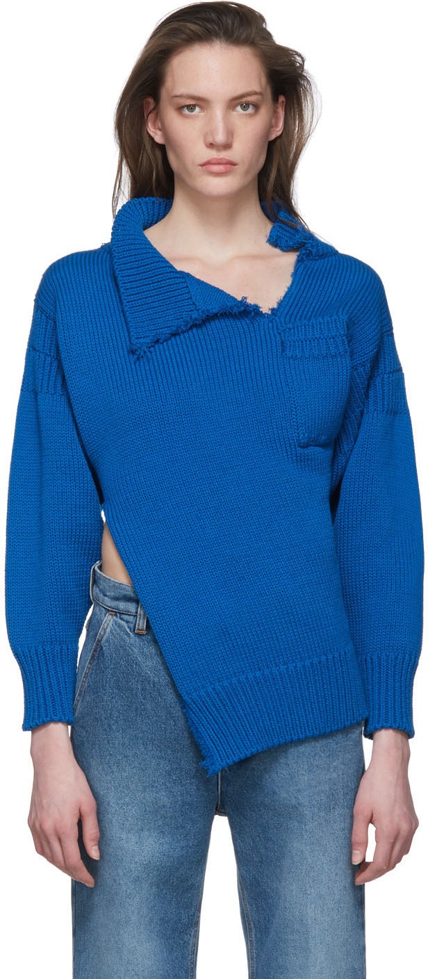 Marni Blue Look 26 Distressed Knit Sweater