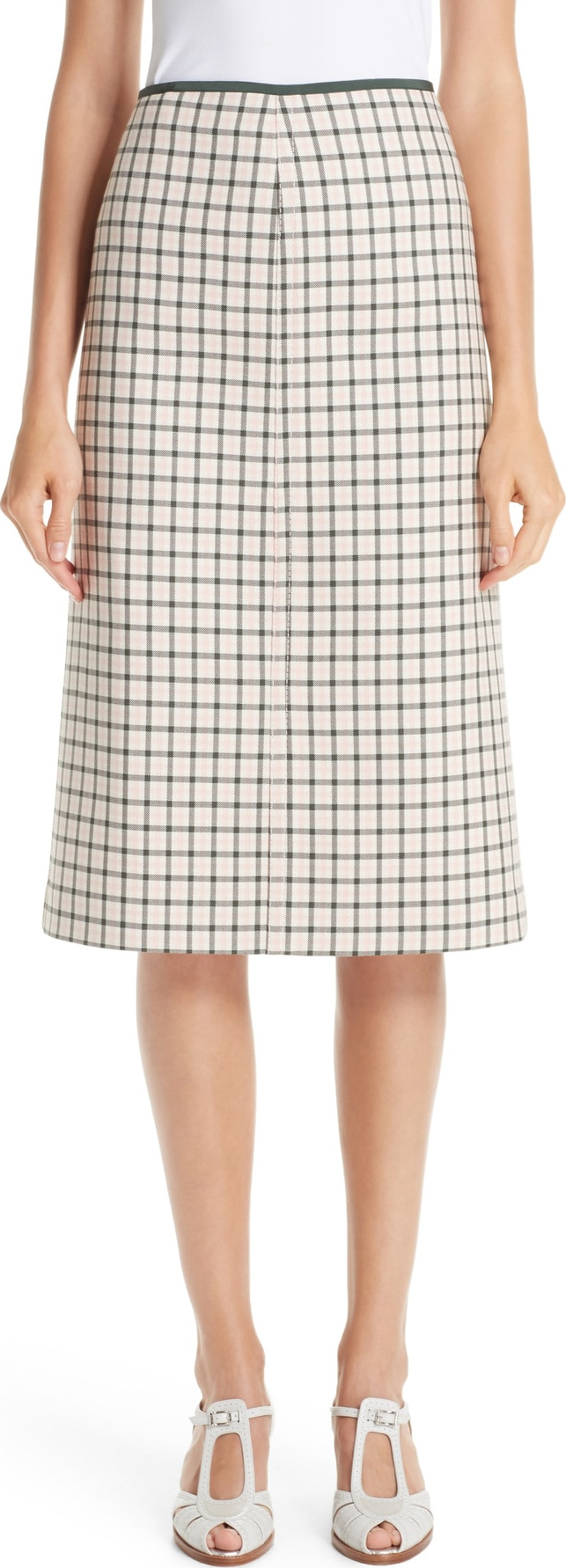 Fendi Check Wool Pencil Skirt