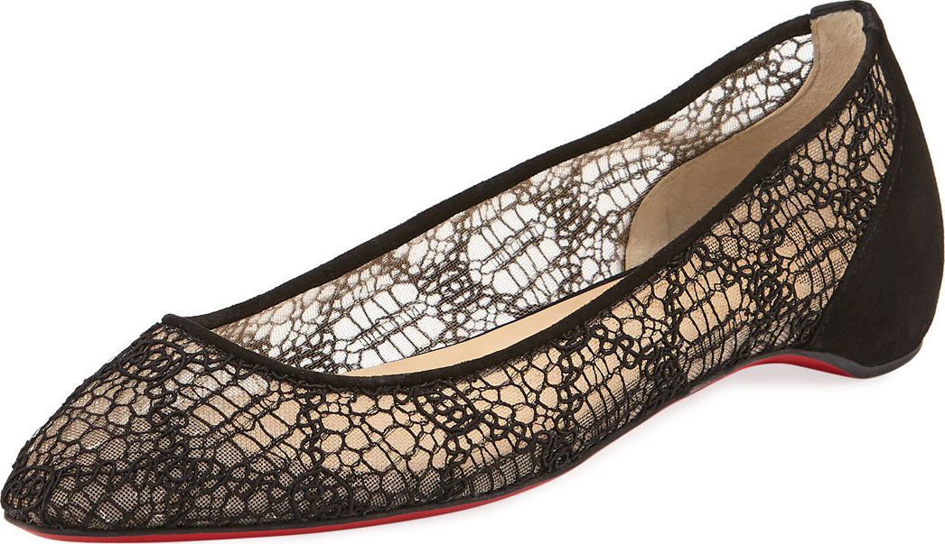 Christian Louboutin Eloise Lace Red Sole Ballet Flats