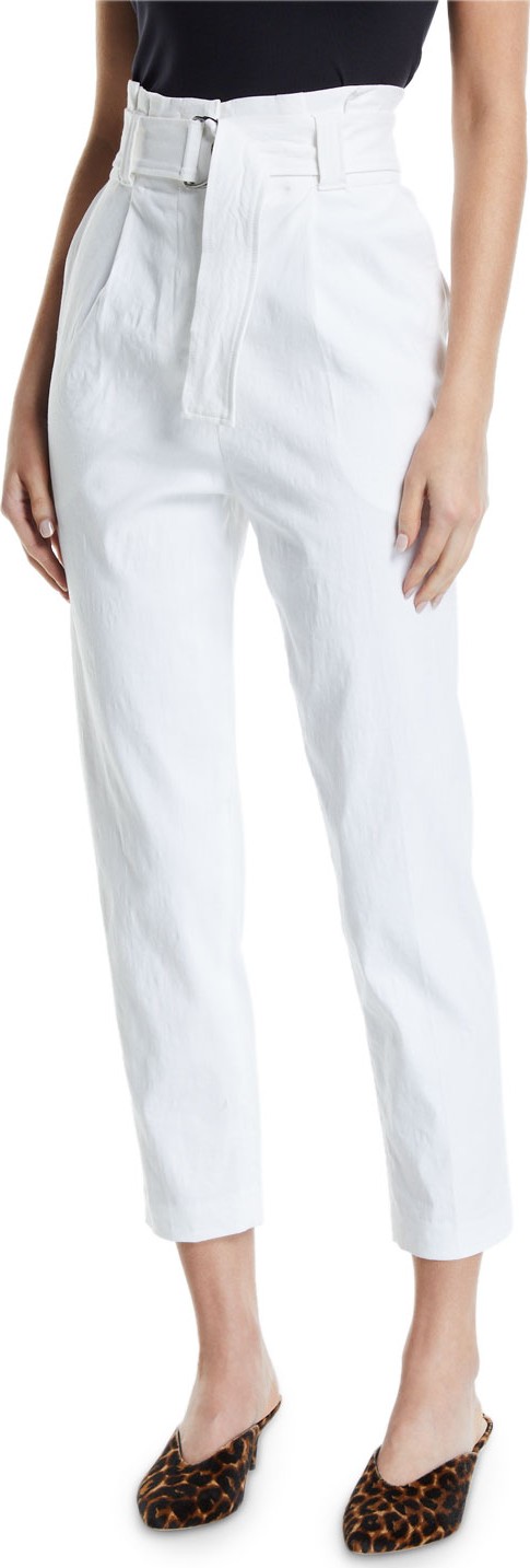 A.L.C. Diego High-Waist Belted Linen-Stretch Pants A.L.C. Diego High-Waist Belted Linen-Stretch Pants