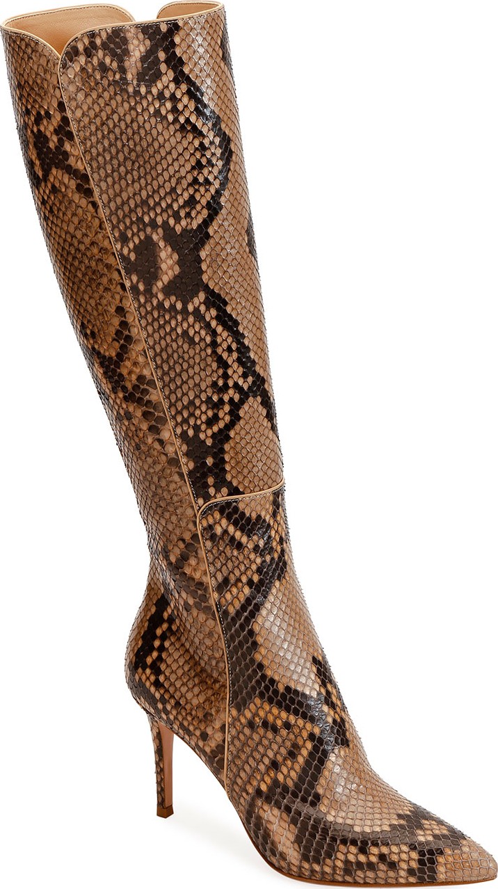 Gianvito Rossi Python Pointed-Toe Tall Boots