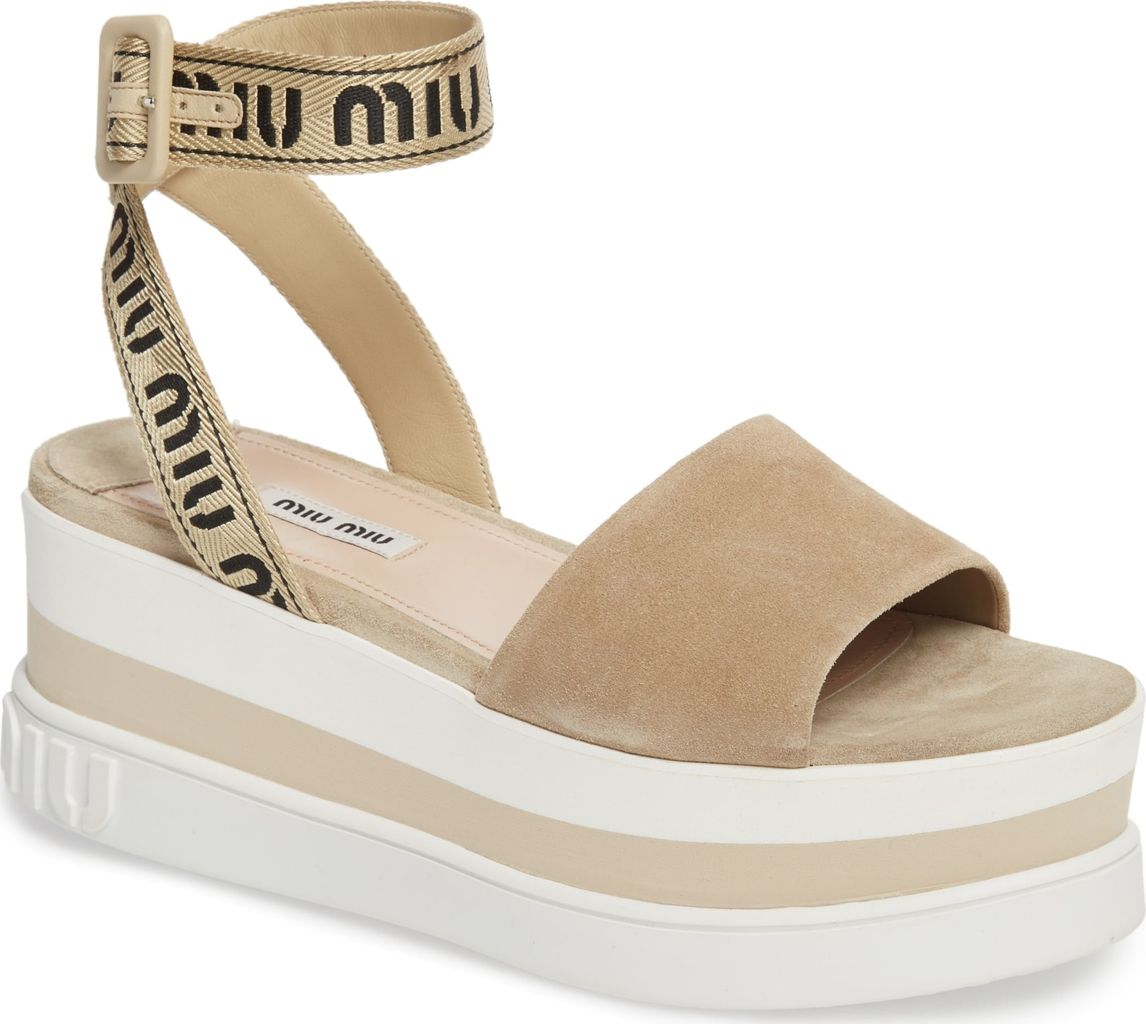 Miu Miu Logo Strap Platform Sandal