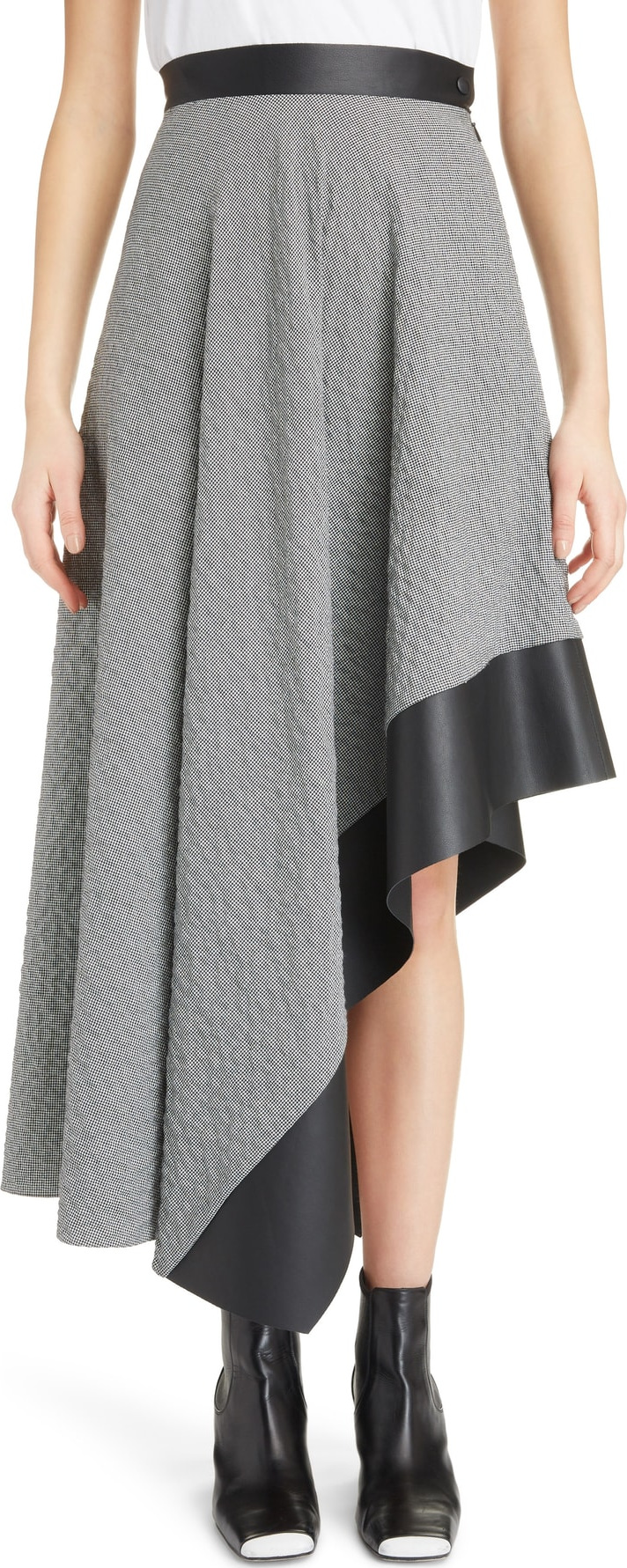 LOEWE Leather Trim Asymmetrical Skirt