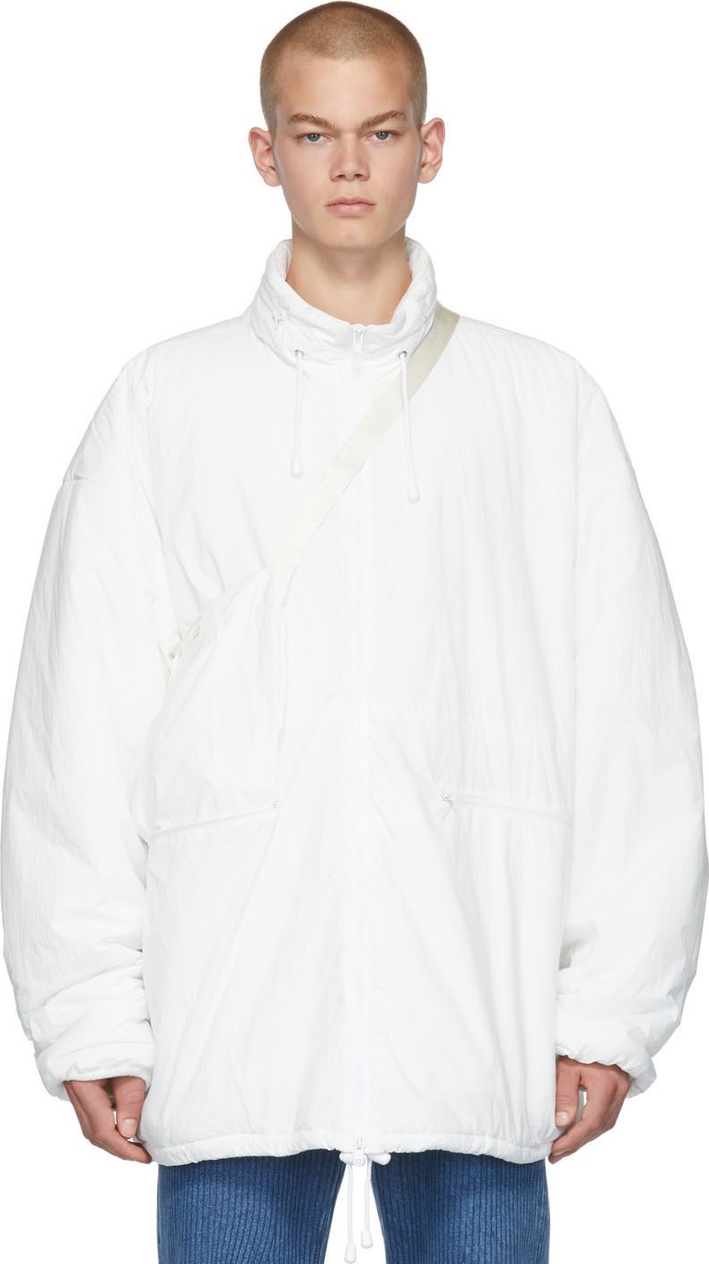 Maison Margiela White Hooded Windbreaker Jacket