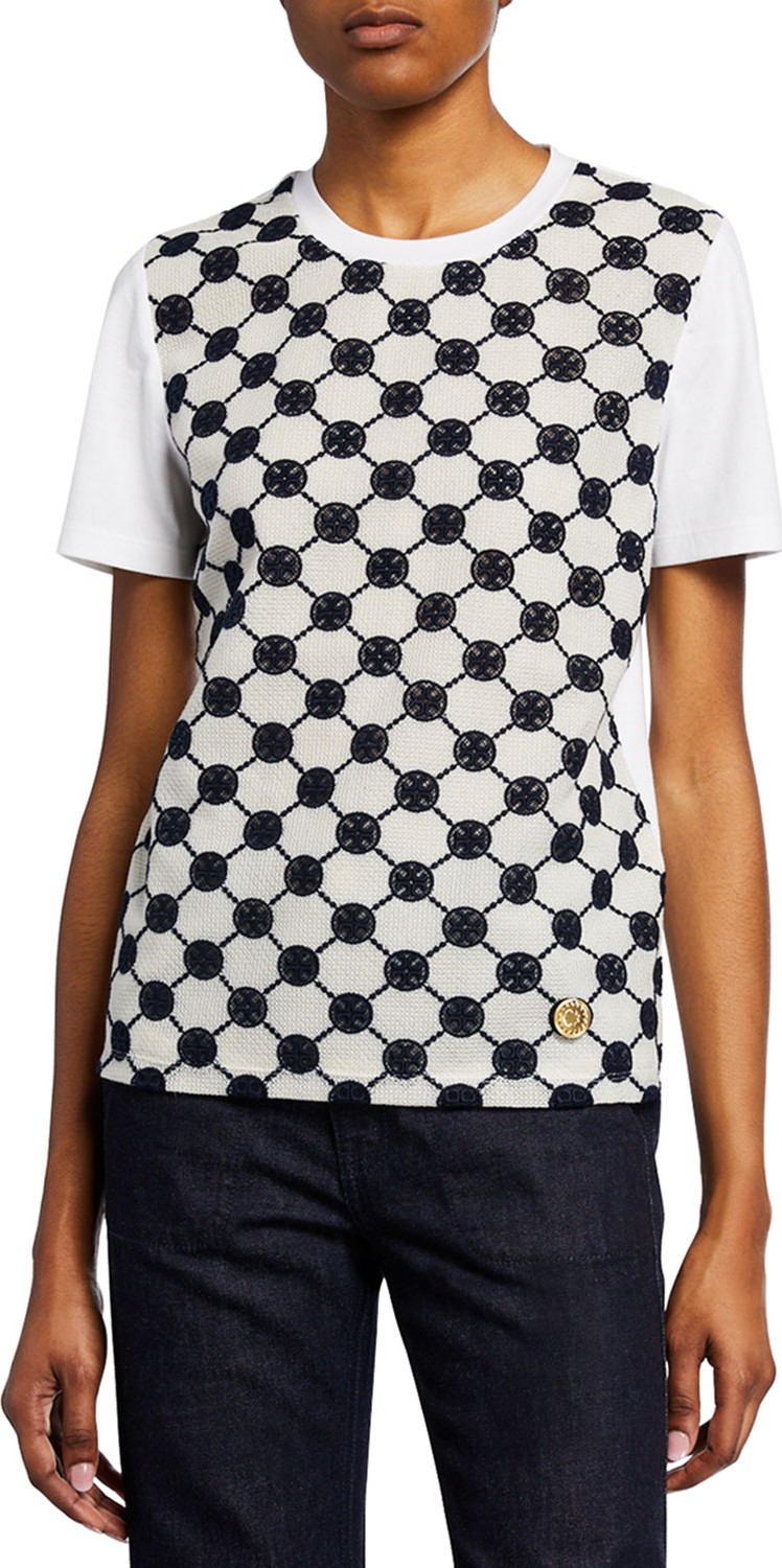 Tory Burch Woven Logo T-Shirt