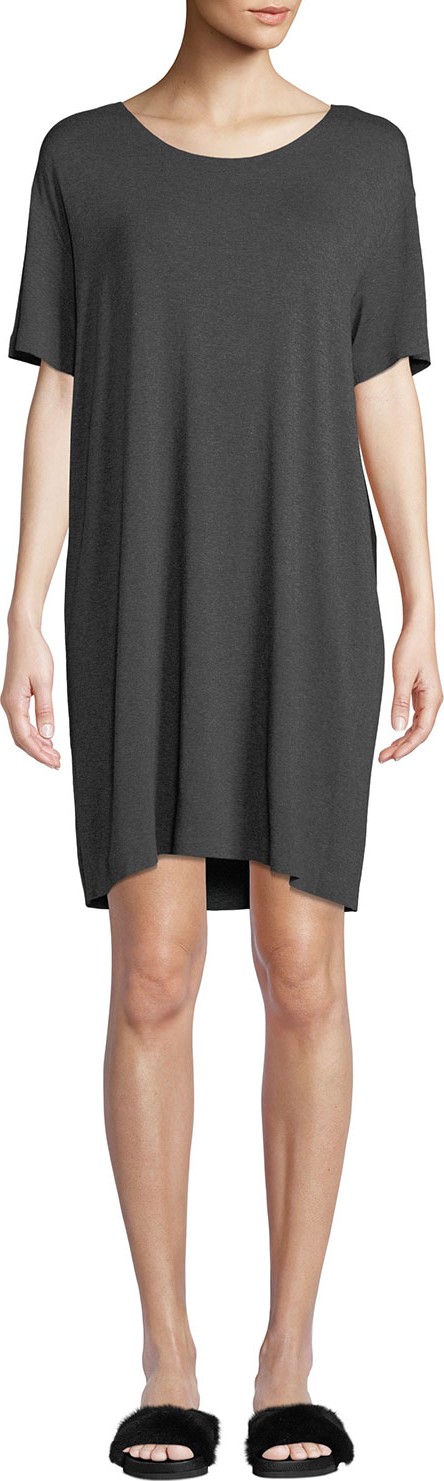 Norma Kamali Short-Sleeve Boxy Scoop-Neck Tee Dress