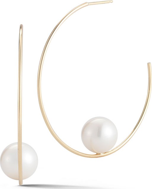 Mizuki Floating Pearl Hoop Earrings