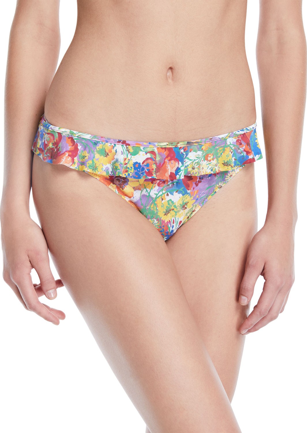 Stella McCartney Iconic Printed Ruffle Hipster Bikini Bottoms