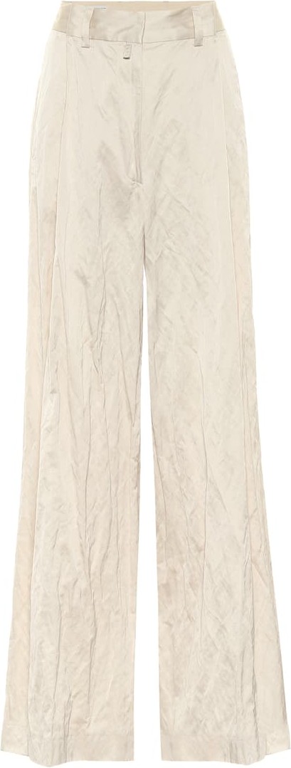 Dries Van Noten Satin high-rise wide-leg pants