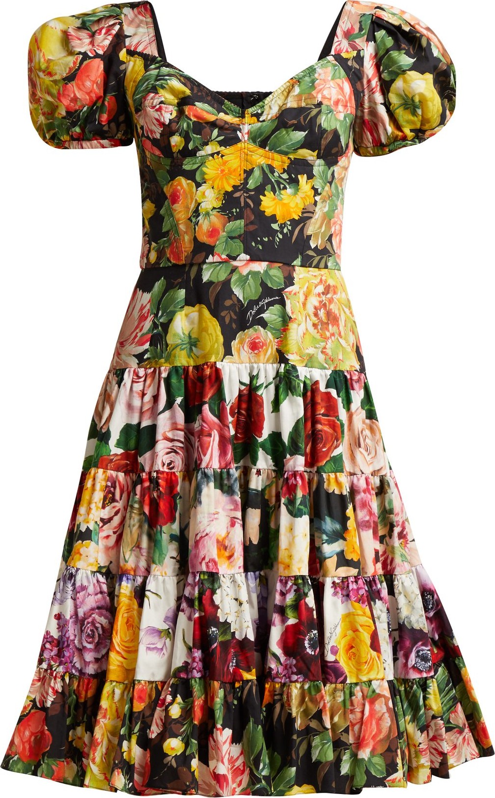Dolce & Gabbana Tiered floral-print cotton-blend dress