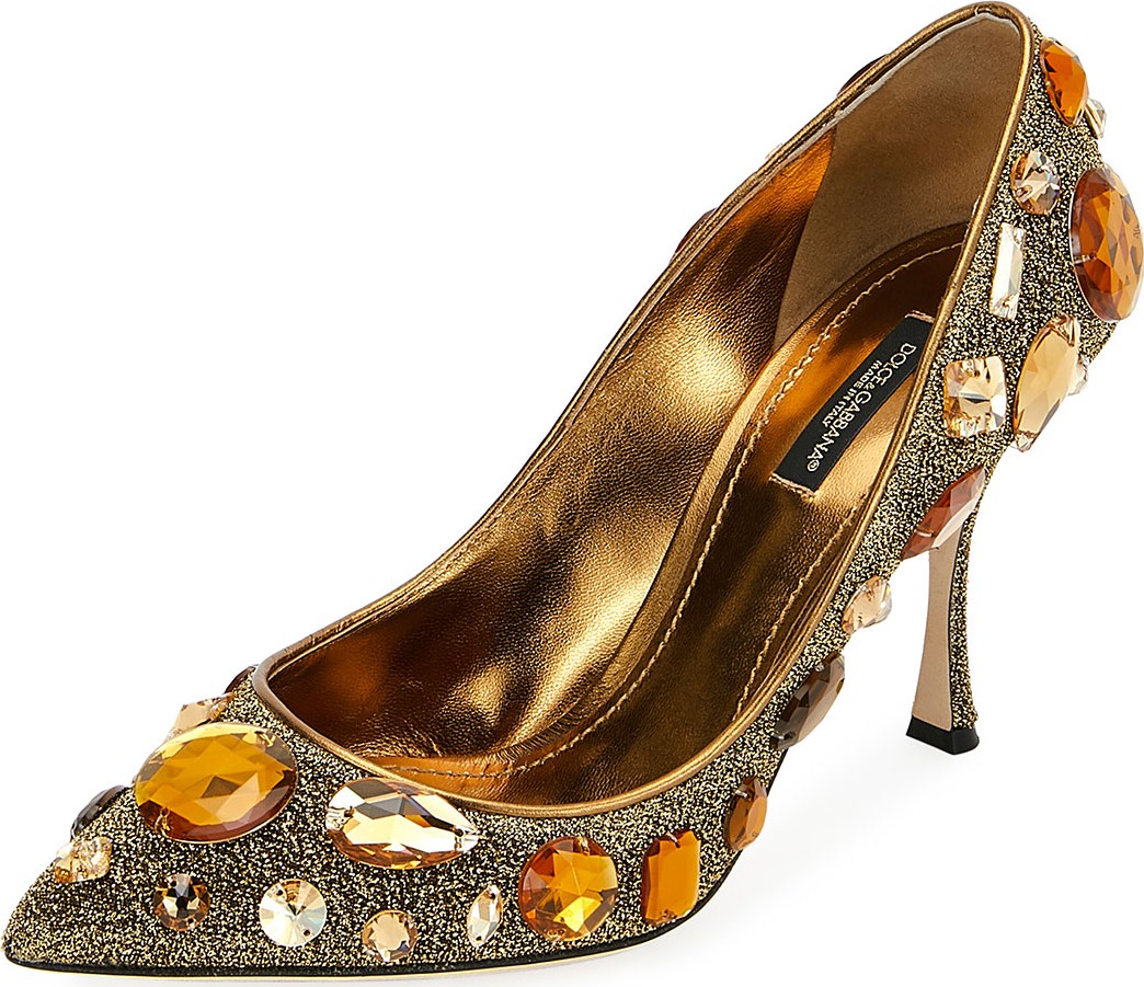 Dolce & Gabbana Jeweled Mesh Pointed Pumps