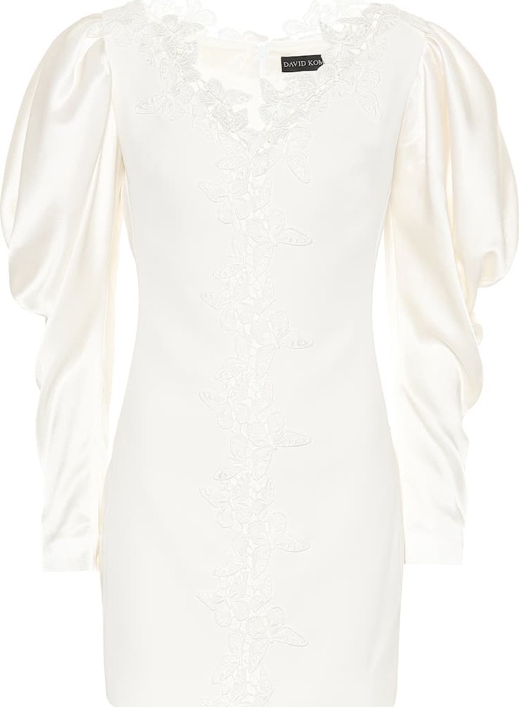 David Koma Embroidered puff-sleeved minidress