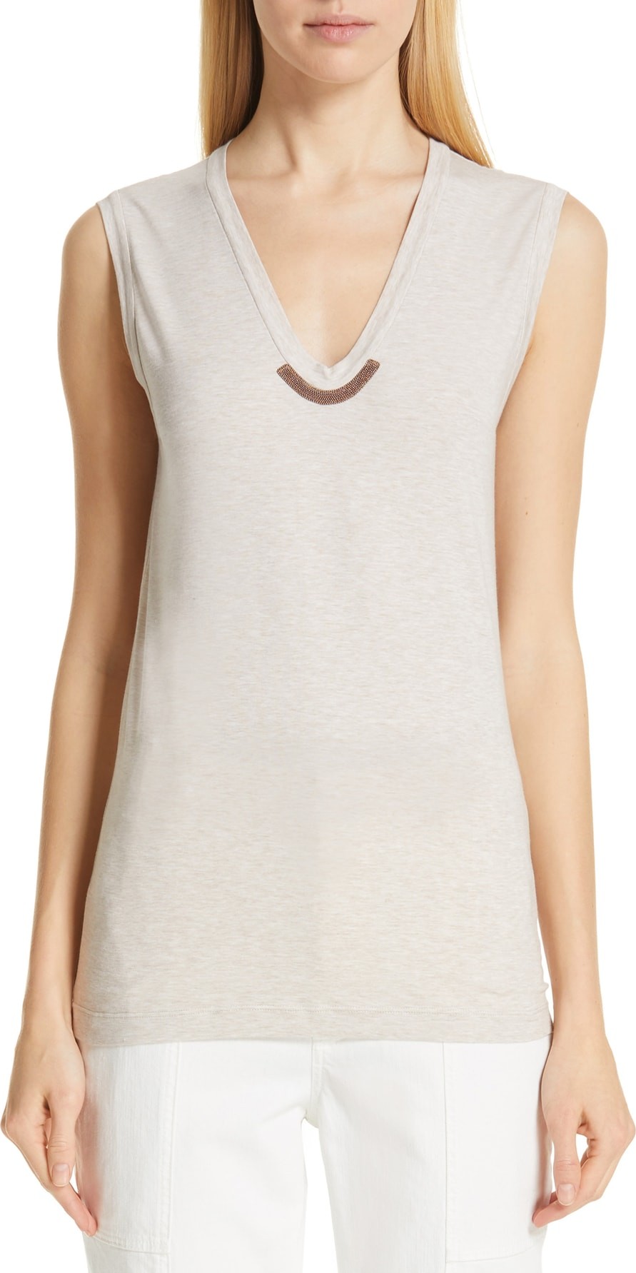 Brunello Cucinelli Monili Trim Knit Tank