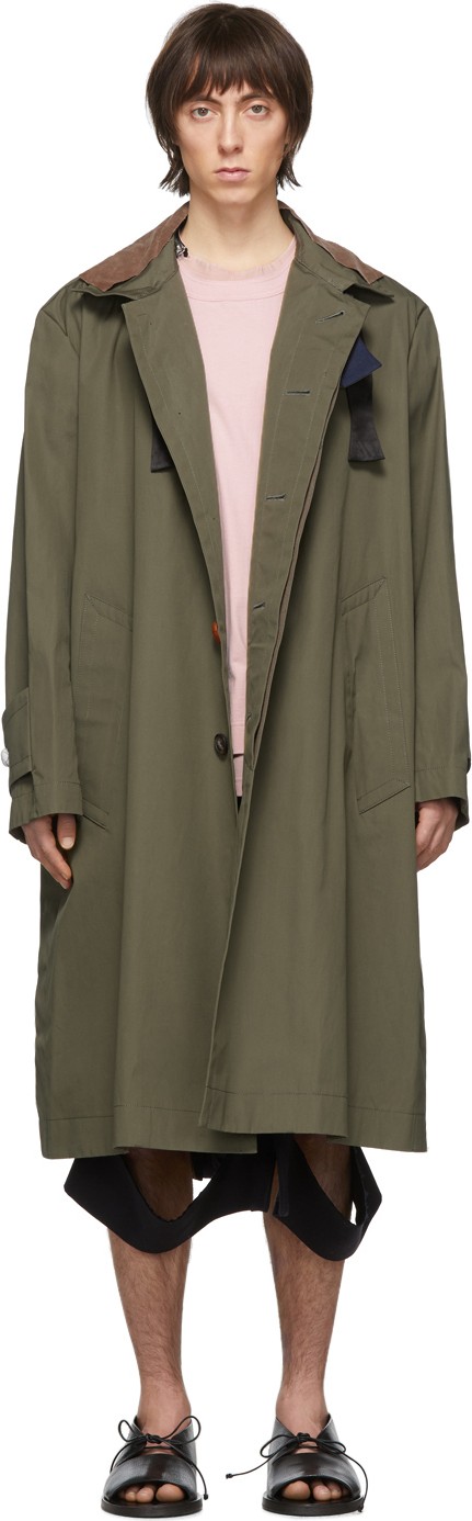 Sacai Khaki Fabric Combo Coat