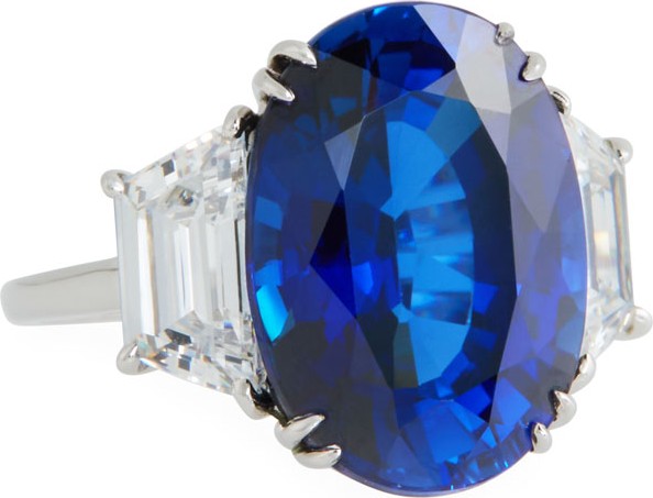 Fantasia by DeSerio 14k White Gold Synthetic Sapphire Ring
