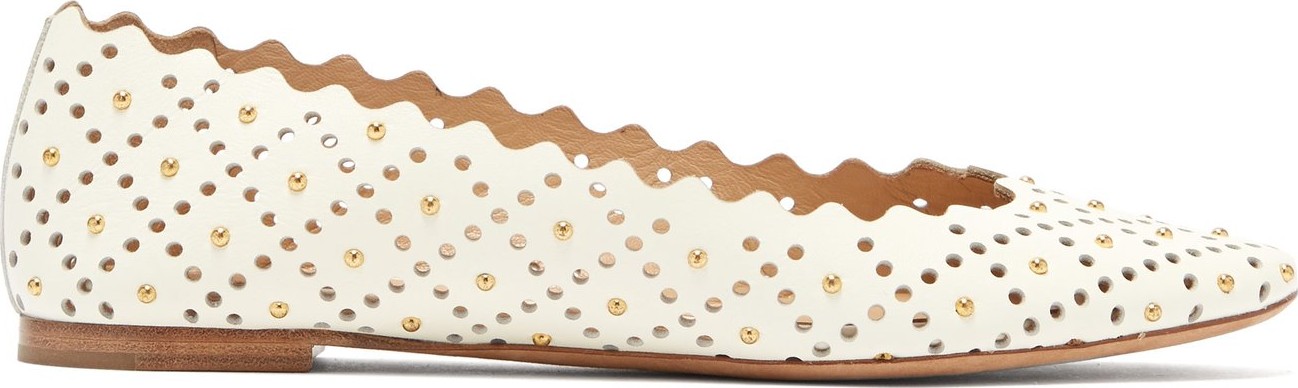 Chloe Lauren scallop-edge leather flats