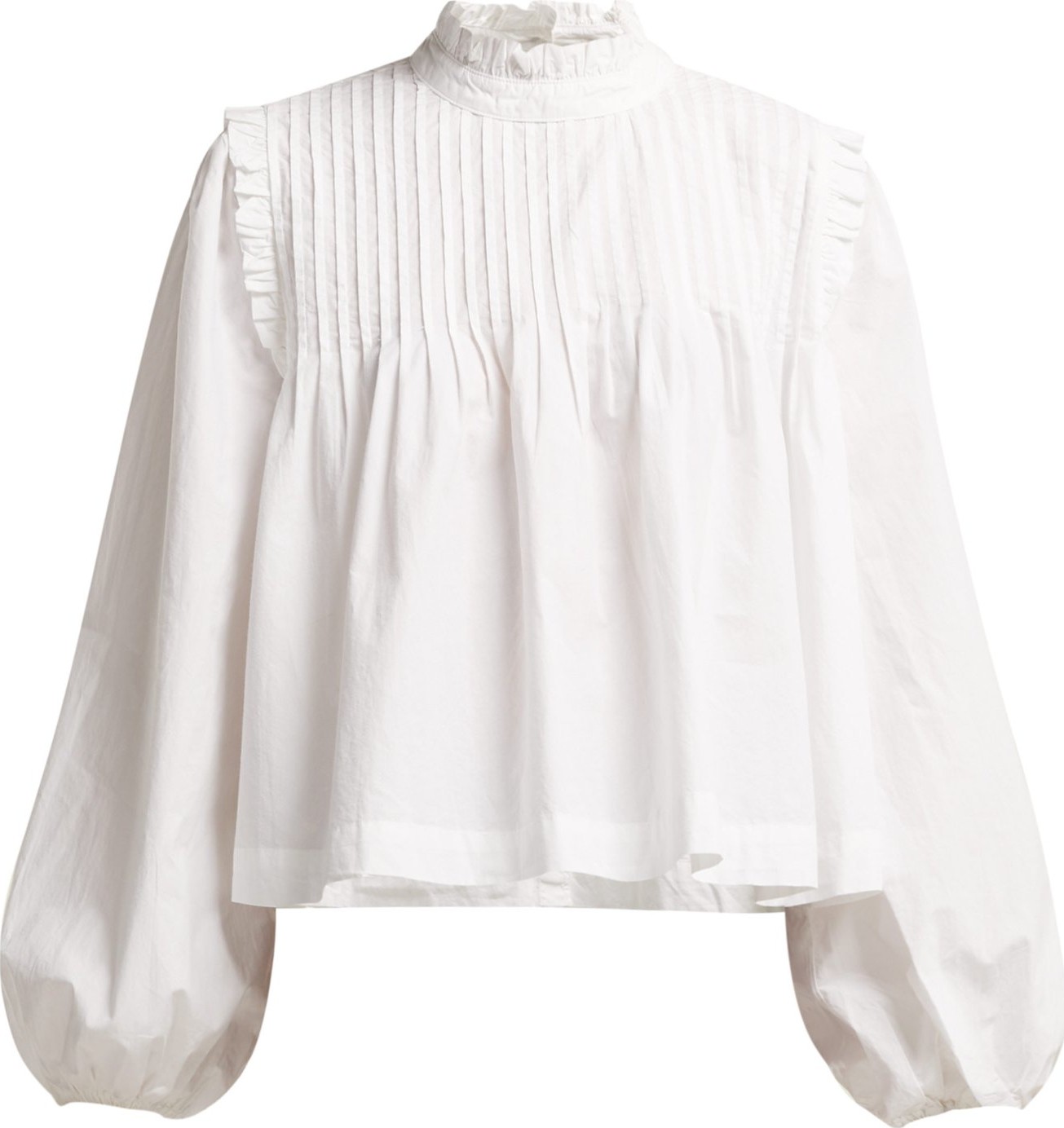 Ganni Olayan pintuck cotton-poplin blouse