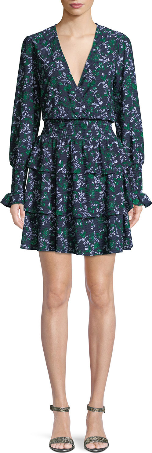 MICHAEL MICHAEL KORS Floral Dress w/ Multi-Tier Skirt MICHAEL MICHAEL KORS Floral Dress w/ Multi-Tier Skirt