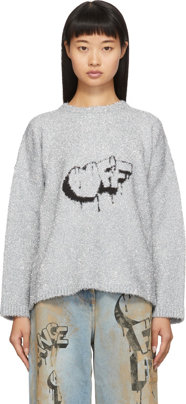 Off White Silver Bubble 'Off' Sweater