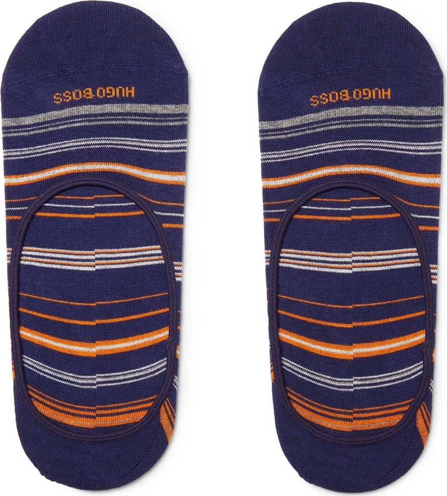 HUGO BOSS Striped Stretch Cotton-Blend No-Show Socks