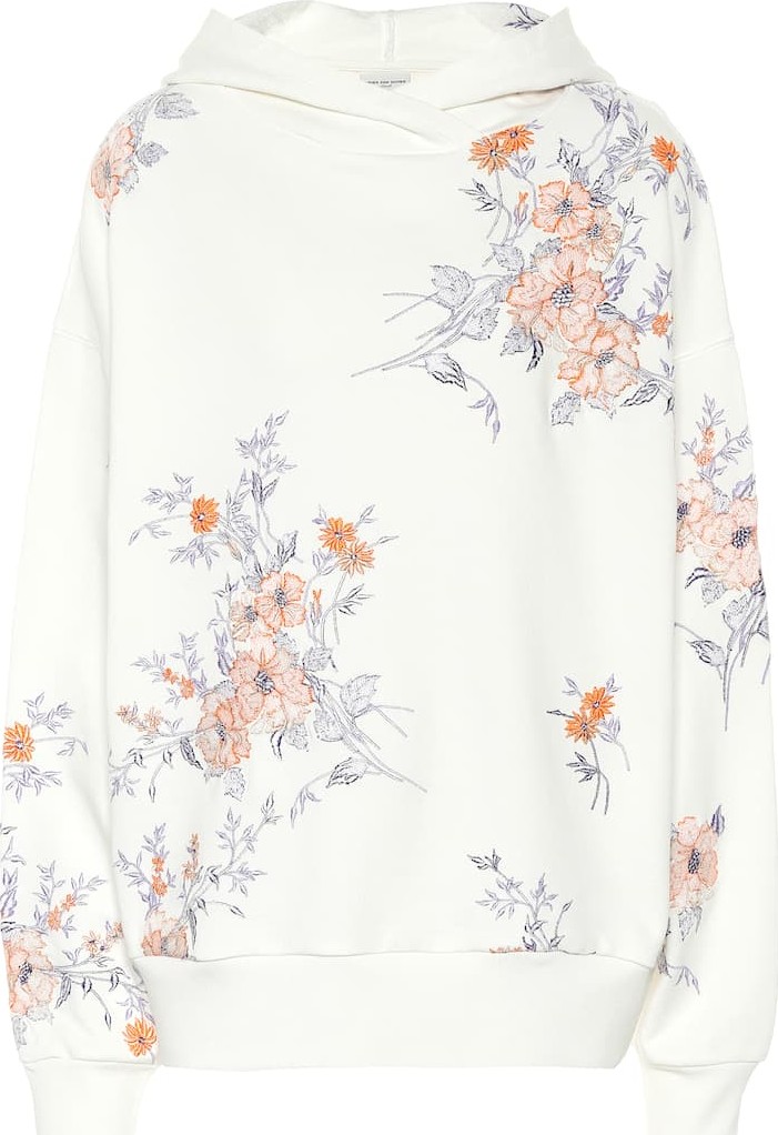 Dries Van Noten Floral embroidered cotton hoodie