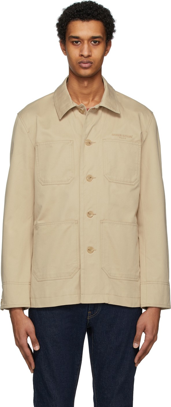 Maison Kitsune Beige Denim Worker Jacket