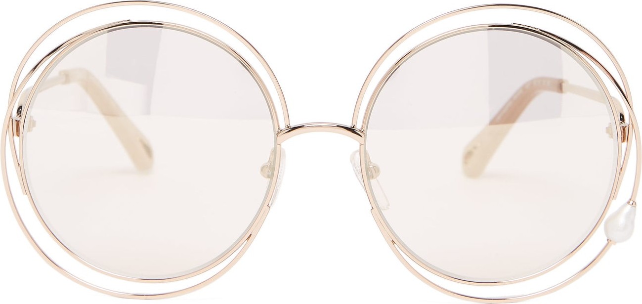 Chloe Carlina faux-pearl round metal sunglasses